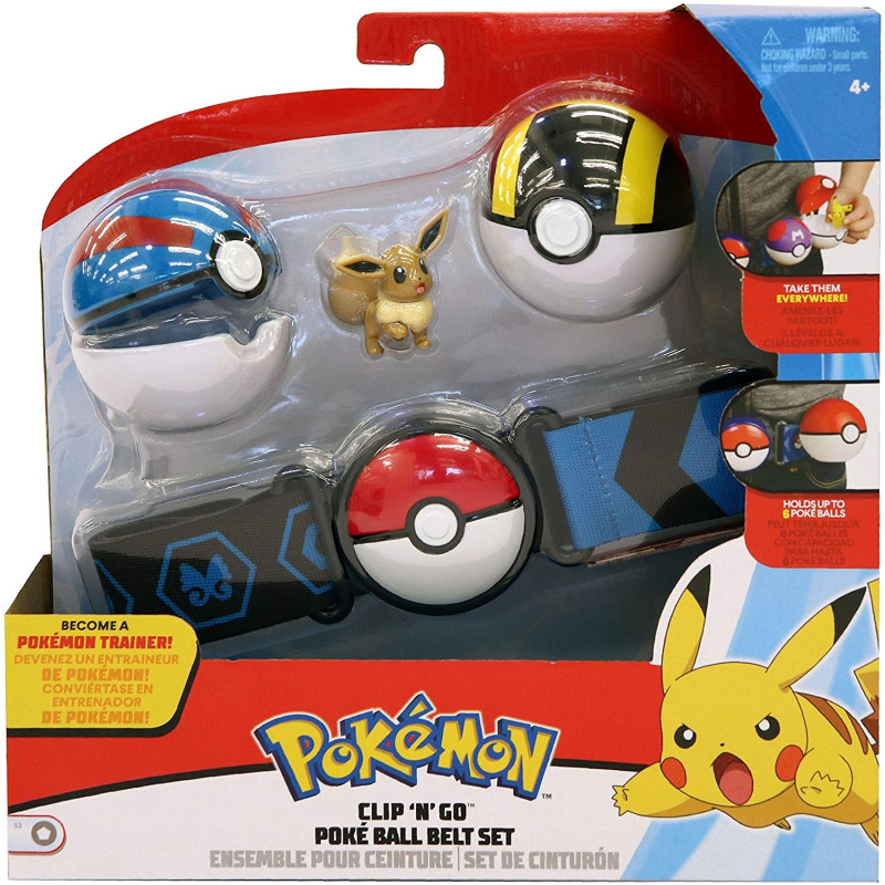 Ceinture Pokémon Bandai - Clip 'N' Go + 2 Poké Balls + Figurine - Accessoire Dresseur - 80307